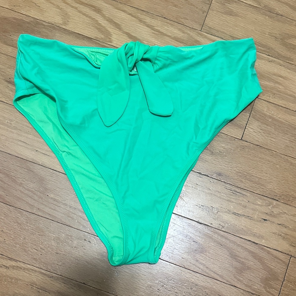 Women's Green High Cut Cheeky Swim Bottom